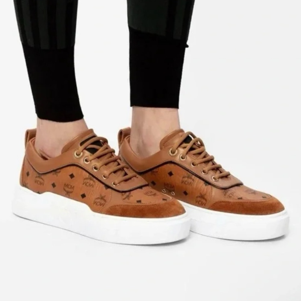 MCM women’s Tan Sneakers with White Soles